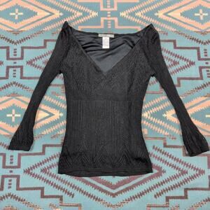 Vintage Bisou Bisou Black Ribbed Layering Y2K Whimsigoth Fairy Petite Small